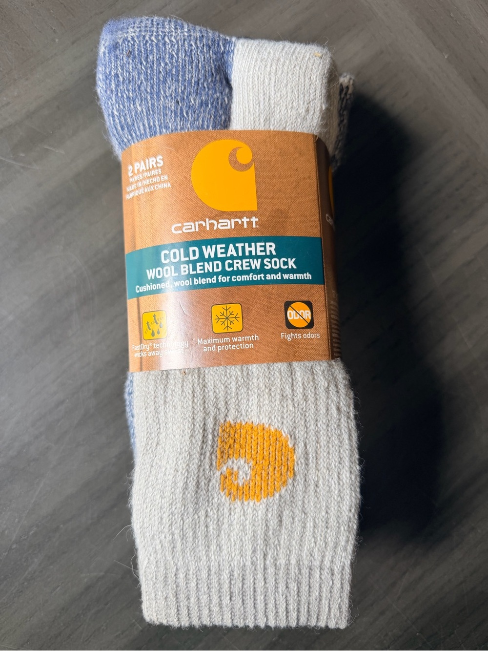 NWT Carhartt Cold Weather Wool Blend Crew Socks - Blue & White Mens L 6-12